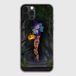 Чехол для iPhone 12 Pro Max Ведьма с тыквой и в крутых колготках - Halloween, цвет: 3D-серый