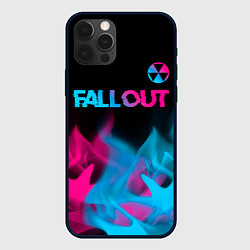 Чехол для iPhone 12 Pro Max Fallout - neon gradient: символ сверху, цвет: 3D-черный
