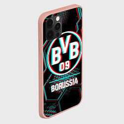 Чехол для iPhone 12 Pro Max Borussia FC в стиле glitch на темном фоне, цвет: 3D-светло-розовый — фото 2