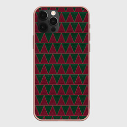 Чехол для iPhone 12 Pro Max Красные и зеленые треугольники, цвет: 3D-светло-розовый