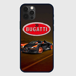 Чехол iPhone 12 Pro Max Bugatti на ночной дороге