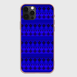 Чехол iPhone 12 Pro Max Скандинавский орнамент Синий кобальт