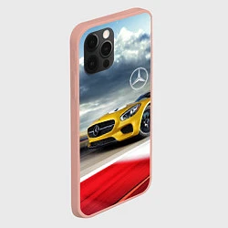 Чехол для iPhone 12 Pro Max Mercedes AMG V8 Biturbo на трассе, цвет: 3D-светло-розовый — фото 2
