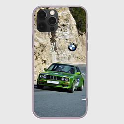 Чехол для iPhone 12 Pro Max Зелёная бэха на горной дороге, цвет: 3D-серый