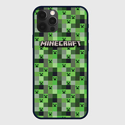 Чехол для iPhone 12 Pro Max Minecraft - пиксельные лица, цвет: 3D-черный