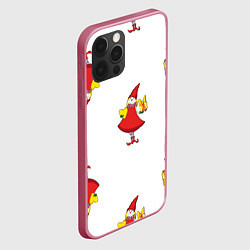 Чехол для iPhone 12 Pro Max Новогоний гномик девочка паттерн, цвет: 3D-малиновый — фото 2