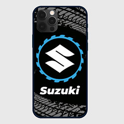 Чехол iPhone 12 Pro Max Suzuki в стиле Top Gear со следами шин на фоне