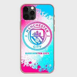 Чехол для iPhone 12 Pro Max Manchester City neon gradient style, цвет: 3D-светло-розовый