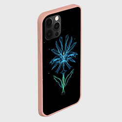 Чехол для iPhone 12 Pro Max Неоновый цветок на черном фоне, цвет: 3D-светло-розовый — фото 2