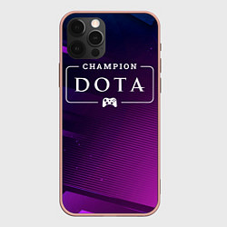 Чехол для iPhone 12 Pro Max Dota gaming champion: рамка с лого и джойстиком на, цвет: 3D-светло-розовый