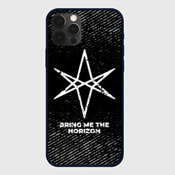 Чехол для iPhone 12 Pro Max Bring Me the Horizon с потертостями на темном фоне, цвет: 3D-черный