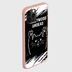 Чехол для iPhone 12 Pro Max Группа Hollywood Undead и рок кот, цвет: 3D-светло-розовый — фото 2