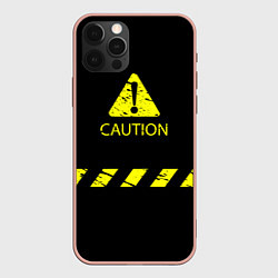 Чехол для iPhone 12 Pro Max CAUTION - Осторожно опасность, цвет: 3D-светло-розовый