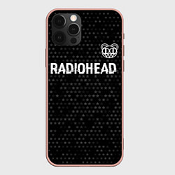 Чехол iPhone 12 Pro Max Radiohead glitch на темном фоне: символ сверху