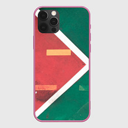 Чехол для iPhone 12 Pro Max Абстрактная красная и зелёная поверхность с линиям, цвет: 3D-малиновый
