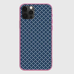 Чехол для iPhone 12 Pro Max Модный клетчатый узор серый, цвет: 3D-малиновый