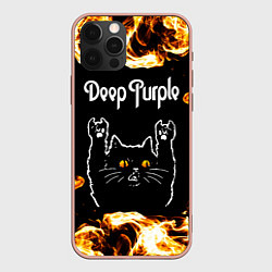 Чехол iPhone 12 Pro Max Deep Purple рок кот и огонь