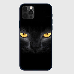 Чехол для iPhone 12 Pro Max Чёрная кошка с оранжевыми глазами, цвет: 3D-черный