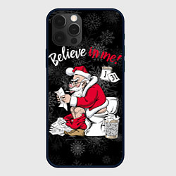 Чехол для iPhone 12 Pro Max Santa Claus on the toilet, believe in me, цвет: 3D-черный