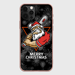 Чехол для iPhone 12 Pro Max Merry Christmas! Cool Santa with a baseball bat, цвет: 3D-светло-розовый