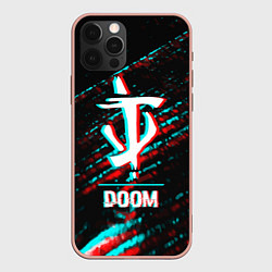 Чехол iPhone 12 Pro Max Doom в стиле glitch и баги графики на темном фоне