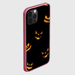 Чехол для iPhone 12 Pro Max Halloween горящие тыквы, цвет: 3D-малиновый — фото 2