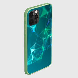 Чехол для iPhone 12 Pro Max Геометрическая конструкция на бирюзовом фоне, цвет: 3D-салатовый — фото 2