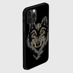 Чехол для iPhone 12 Pro Max Голова серого волка, цвет: 3D-черный — фото 2