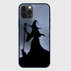 Чехол iPhone 12 Pro Max Halloween - силуэт ведьмы с котом