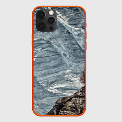 Чехол для iPhone 12 Pro Max Море и гора, цвет: 3D-красный