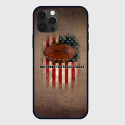Чехол iPhone 12 Pro Max Мяч для американского футбола на фоне флага америк