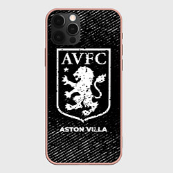 Чехол для iPhone 12 Pro Max Aston Villa с потертостями на темном фоне, цвет: 3D-светло-розовый