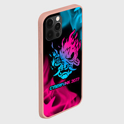 Чехол для iPhone 12 Pro Max Cyberpunk 2077 - neon gradient, цвет: 3D-светло-розовый — фото 2