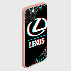 Чехол для iPhone 12 Pro Max Значок Lexus в стиле glitch на темном фоне, цвет: 3D-светло-розовый — фото 2