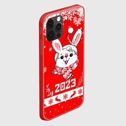 Чехол для iPhone 12 Pro Max Праздничный кролик 2023, цвет: 3D-красный — фото 2