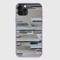 Чехол для iPhone 12 Pro Max Металлические пластины в абстракции, цвет: 3D-сиреневый