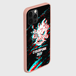 Чехол для iPhone 12 Pro Max Cyberpunk 2077 в стиле glitch и баги графики на те, цвет: 3D-светло-розовый — фото 2