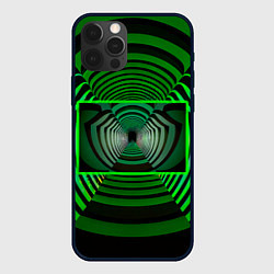 Чехол для iPhone 12 Pro Max Зелёный туннель - оптическая иллюзия, цвет: 3D-черный
