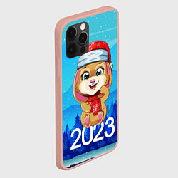Чехол для iPhone 12 Pro Max Зайчик Новый год 2023, цвет: 3D-светло-розовый — фото 2