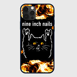 Чехол iPhone 12 Pro Max Nine Inch Nails рок кот и огонь