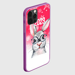 Чехол для iPhone 12 Pro Max 2023 год - кролик в очках, цвет: 3D-сиреневый — фото 2