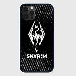 Чехол iPhone 12 Pro Max Skyrim с потертостями на темном фоне