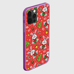 Чехол для iPhone 12 Pro Max Новогодний паттерн с кроликом, цвет: 3D-сиреневый — фото 2