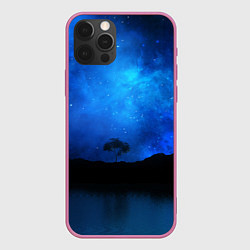 Чехол для iPhone 12 Pro Max Звездное небо и одинокое дерево, цвет: 3D-малиновый