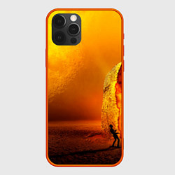 Чехол iPhone 12 Pro Max Оранжевый космос и луна