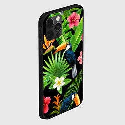 Чехол для iPhone 12 Pro Max Тропический паттерн с туканом, цвет: 3D-черный — фото 2