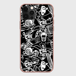 Чехол для iPhone 12 Pro Max JDM Pattern, цвет: 3D-светло-розовый