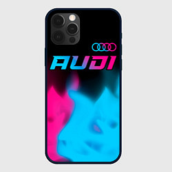 Чехол для iPhone 12 Pro Max Audi - neon gradient: символ сверху, цвет: 3D-черный