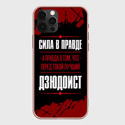 Чехол iPhone 12 Pro Max Дзюдоист - сила в правде на темном фоне