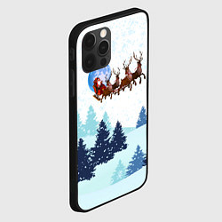 Чехол для iPhone 12 Pro Max Санта на оленях, цвет: 3D-черный — фото 2